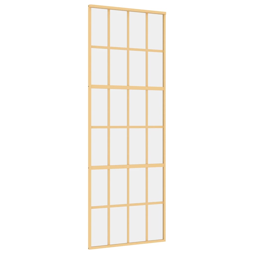 Porta Scorrevole Dorata 76x205 cm Vetro Trasparente ESG Alluminio