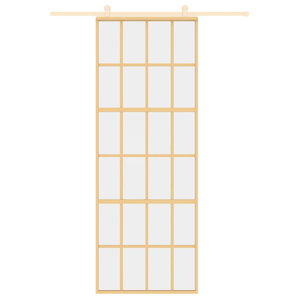 Porta Scorrevole Dorata 76x205 cm Vetro Trasparente ESG Alluminio