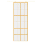 Porta Scorrevole Dorata 76x205 cm Vetro Trasparente ESG Alluminio