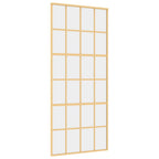 Porta Scorrevole Dorata 90x205 cm Vetro Trasparente ESG Alluminio