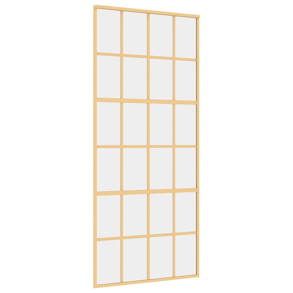 Porta Scorrevole Dorata 90x205 cm Vetro Trasparente ESG Alluminio