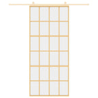 Porta Scorrevole Dorata 90x205 cm Vetro Trasparente ESG Alluminio