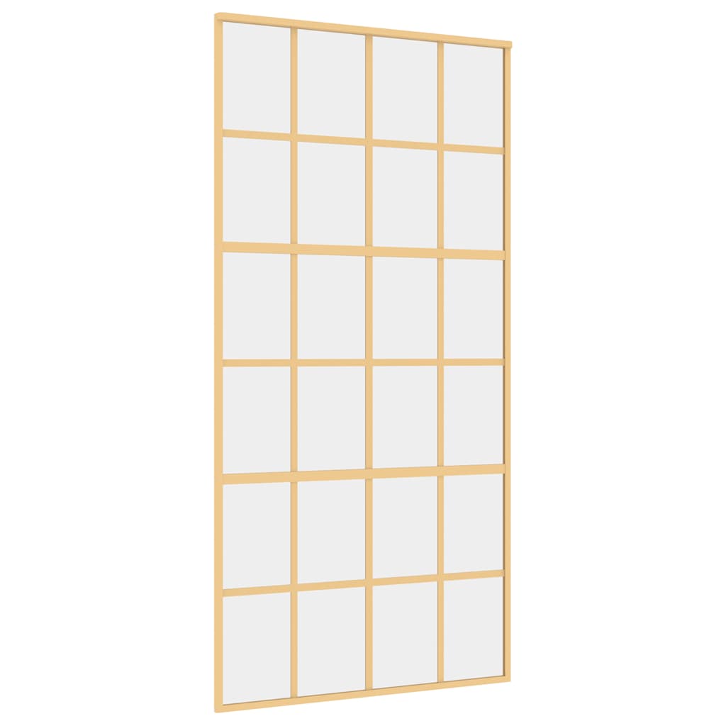 Porta Scorrevole Oro 102,5x205 cm Vetro Trasparente ESG Alluminio