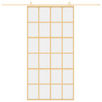Porta Scorrevole Oro 102,5x205 cm Vetro Trasparente ESG Alluminio