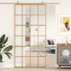 Porta Scorrevole Oro 102,5x205 cm Vetro Trasparente ESG Alluminio