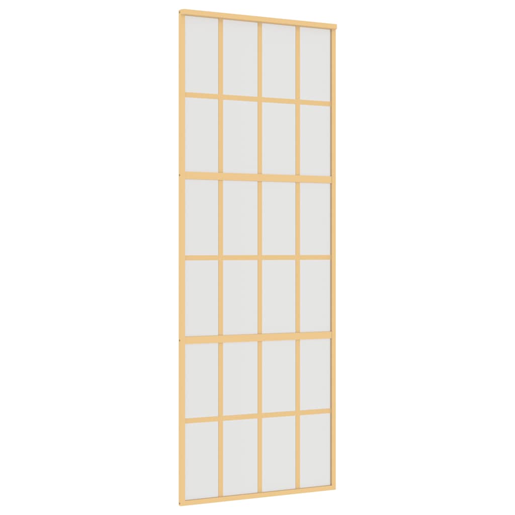Porta Scorrevole Dorata 76x205 cm Vetro Smerigliato ESG Alluminio