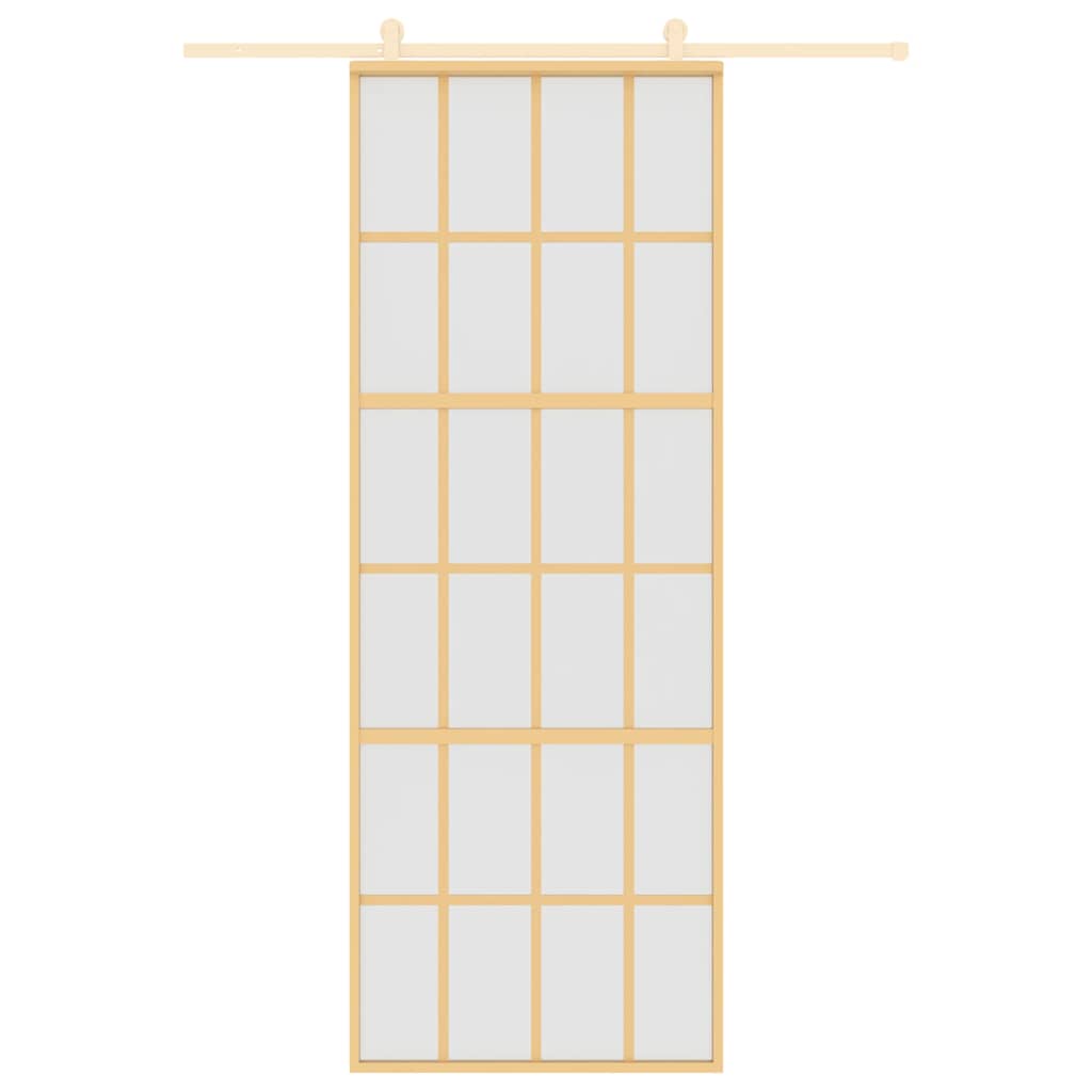 Porta Scorrevole Dorata 76x205 cm Vetro Smerigliato ESG Alluminio