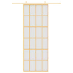 Porta Scorrevole Dorata 76x205 cm Vetro Smerigliato ESG Alluminio