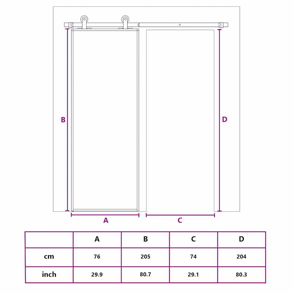 Porta Scorrevole Dorata 76x205 cm Vetro Smerigliato ESG Alluminio