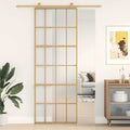 Porta Scorrevole Dorata 76x205 cm Vetro Smerigliato ESG Alluminio