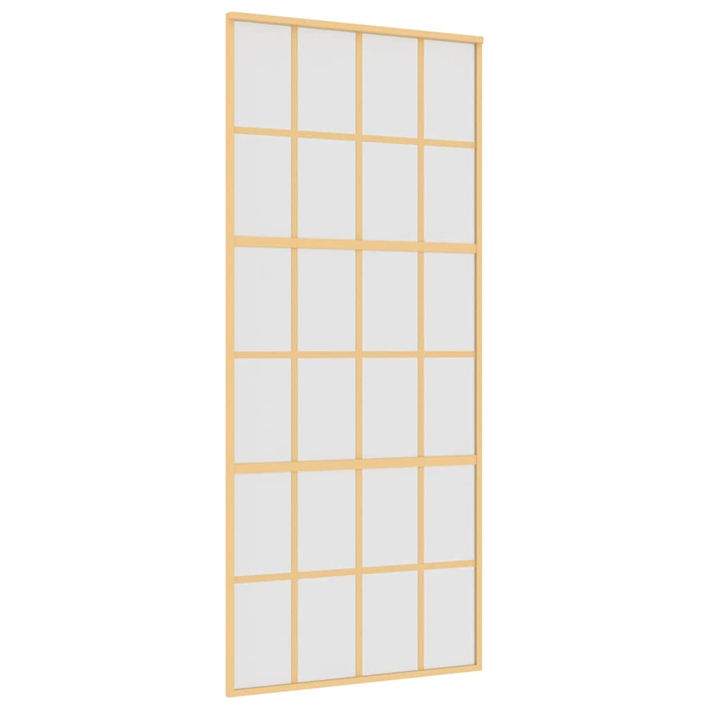 Porta Scorrevole Dorata 90x205 cm Vetro Smerigliato ESG Alluminio