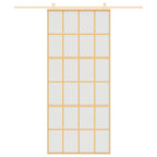 Porta Scorrevole Dorata 90x205 cm Vetro Smerigliato ESG Alluminio