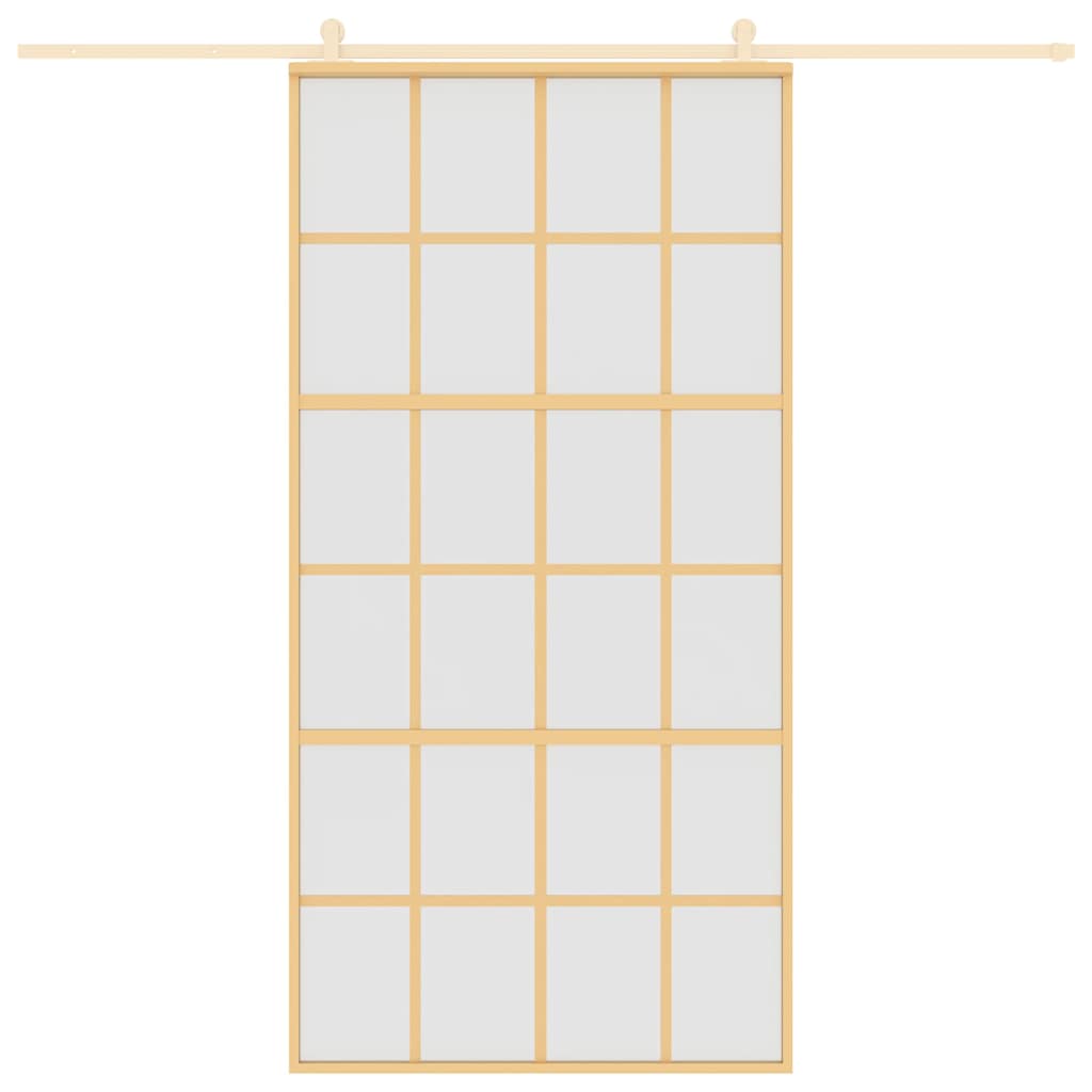 Porta Scorrevole Oro 102,5x205 cm Vetro Smerigliato ESG Alluminio