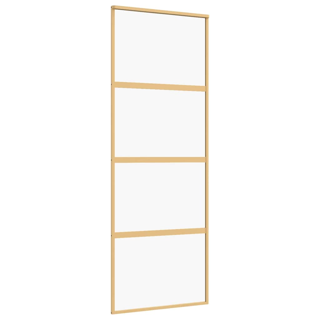 Porta Scorrevole Dorata 76x205 cm Vetro Trasparente ESG Alluminio