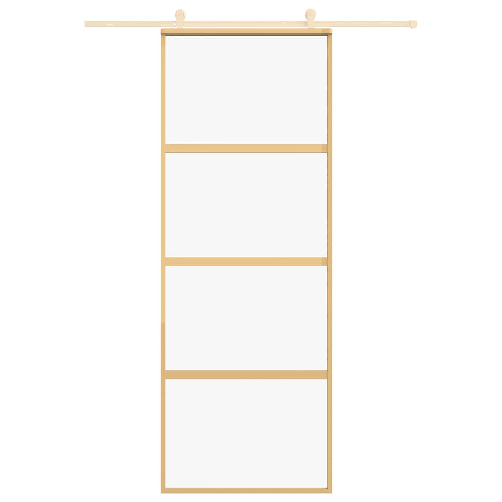 Porta Scorrevole Dorata 76x205 cm Vetro Trasparente ESG Alluminio