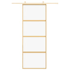 Porta Scorrevole Dorata 76x205 cm Vetro Trasparente ESG Alluminio