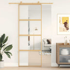 Porta Scorrevole Dorata 76x205 cm Vetro Trasparente ESG Alluminio