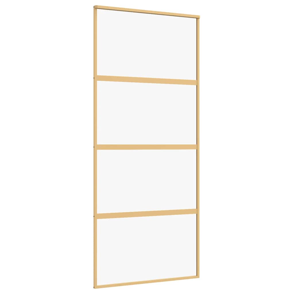Porta Scorrevole Dorata 90x205 cm Vetro Trasparente ESG Alluminio