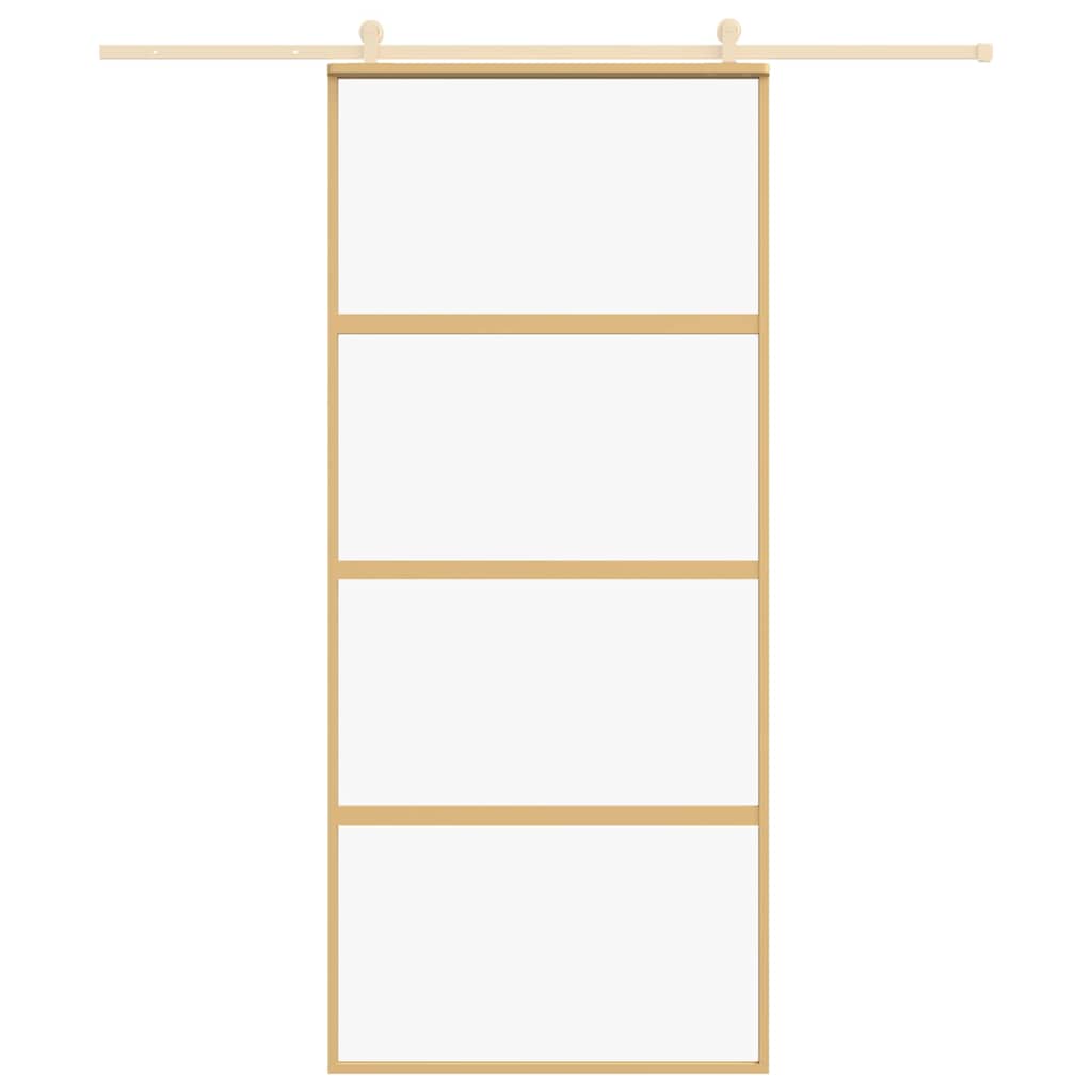 Porta Scorrevole Dorata 90x205 cm Vetro Trasparente ESG Alluminio