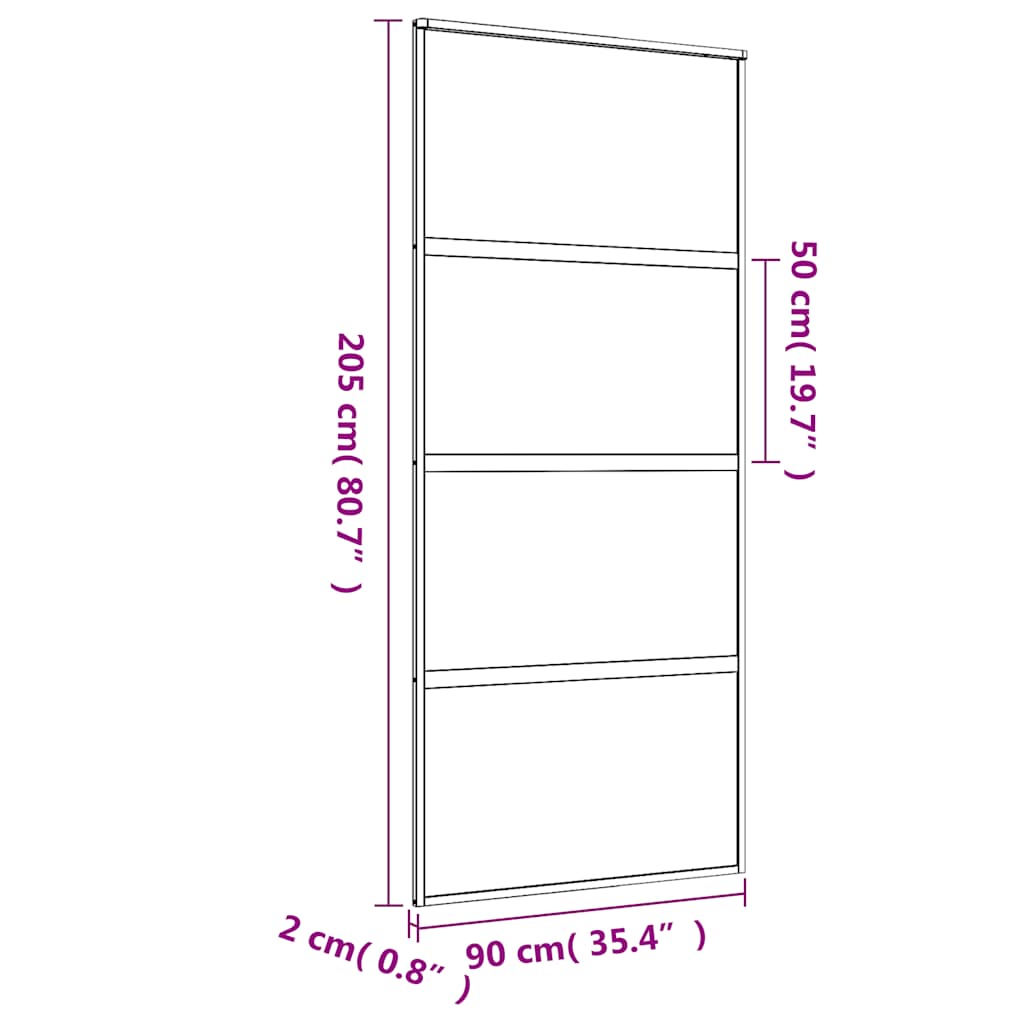 Porta Scorrevole Dorata 90x205 cm Vetro Trasparente ESG Alluminio
