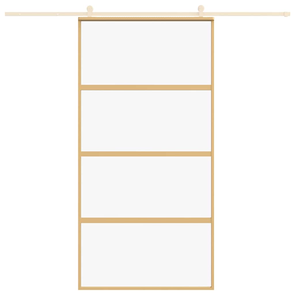 Porta Scorrevole Oro 102,5x205 cm Vetro Trasparente ESG Alluminio
