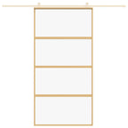 Porta Scorrevole Oro 102,5x205 cm Vetro Trasparente ESG Alluminio