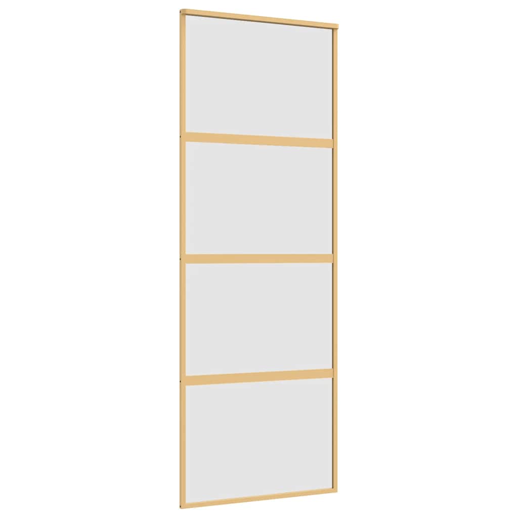 Porta Scorrevole Dorata 76x205 cm Vetro Smerigliato ESG Alluminio