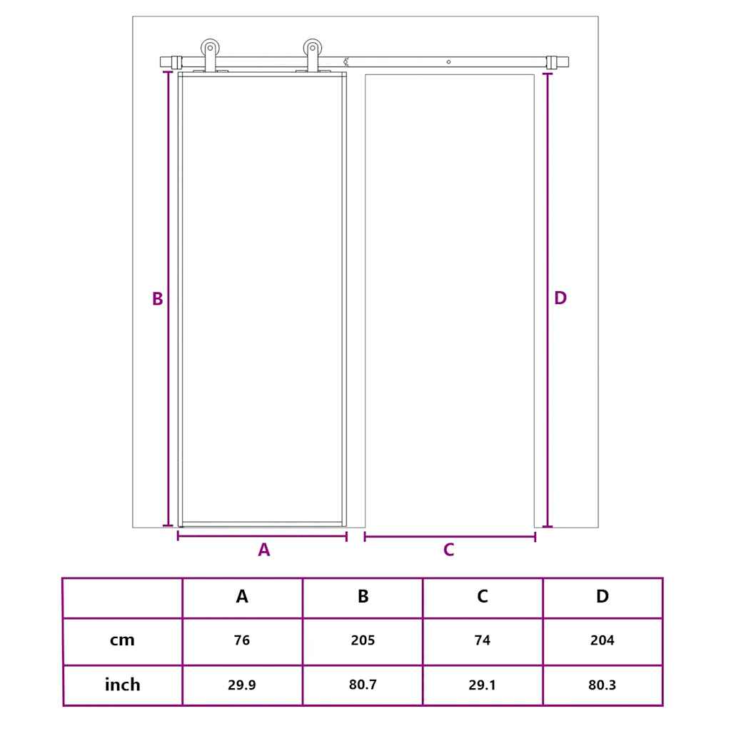 Porta Scorrevole Dorata 76x205 cm Vetro Smerigliato ESG Alluminio