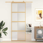 Porta Scorrevole Dorata 76x205 cm Vetro Smerigliato ESG Alluminio