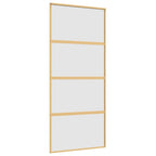 Porta Scorrevole Dorata 90x205 cm Vetro Smerigliato ESG Alluminio