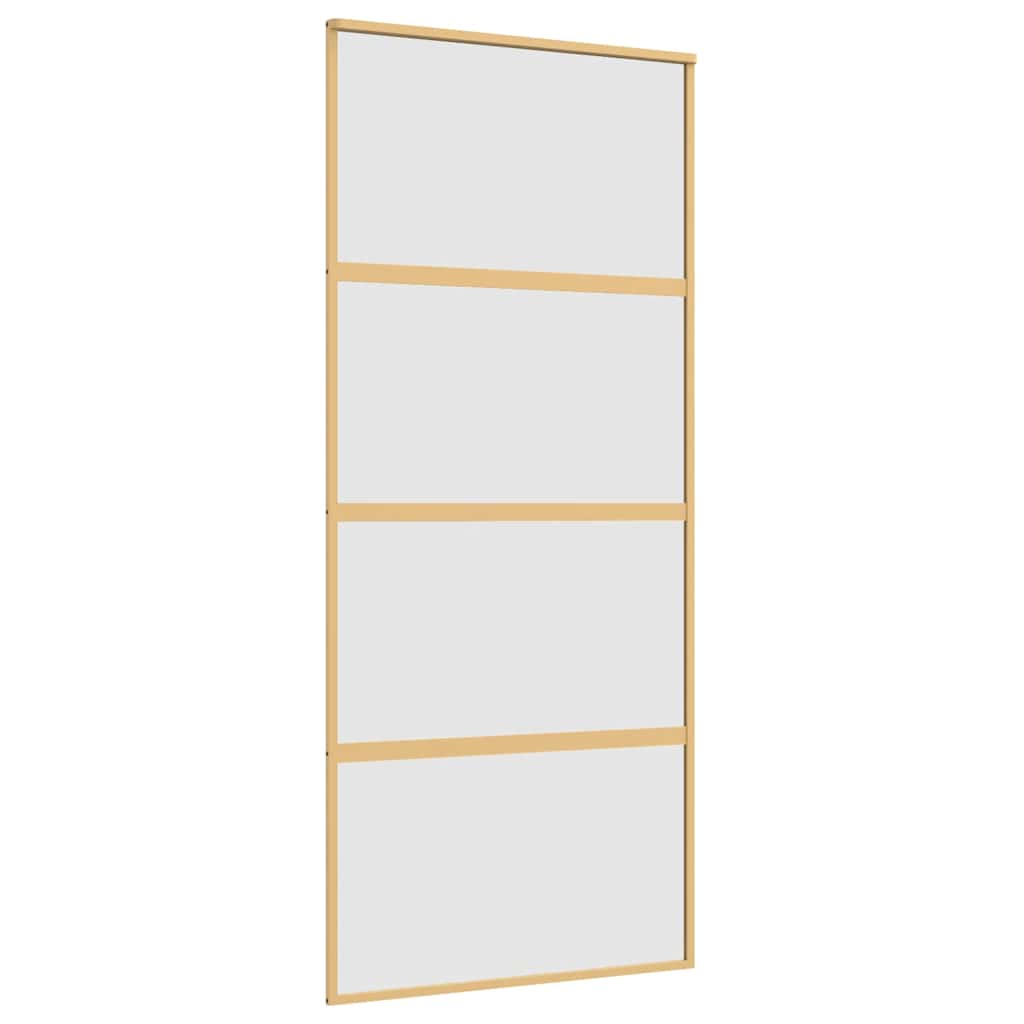 Porta Scorrevole Dorata 90x205 cm Vetro Smerigliato ESG Alluminio