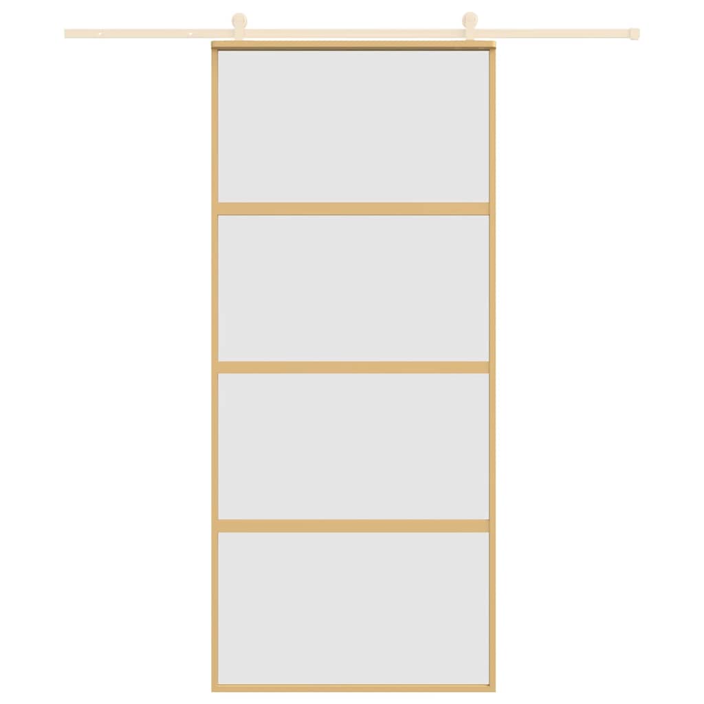 Porta Scorrevole Dorata 90x205 cm Vetro Smerigliato ESG Alluminio