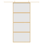 Porta Scorrevole Dorata 90x205 cm Vetro Smerigliato ESG Alluminio
