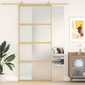 Porta Scorrevole Dorata 90x205 cm Vetro Smerigliato ESG Alluminio