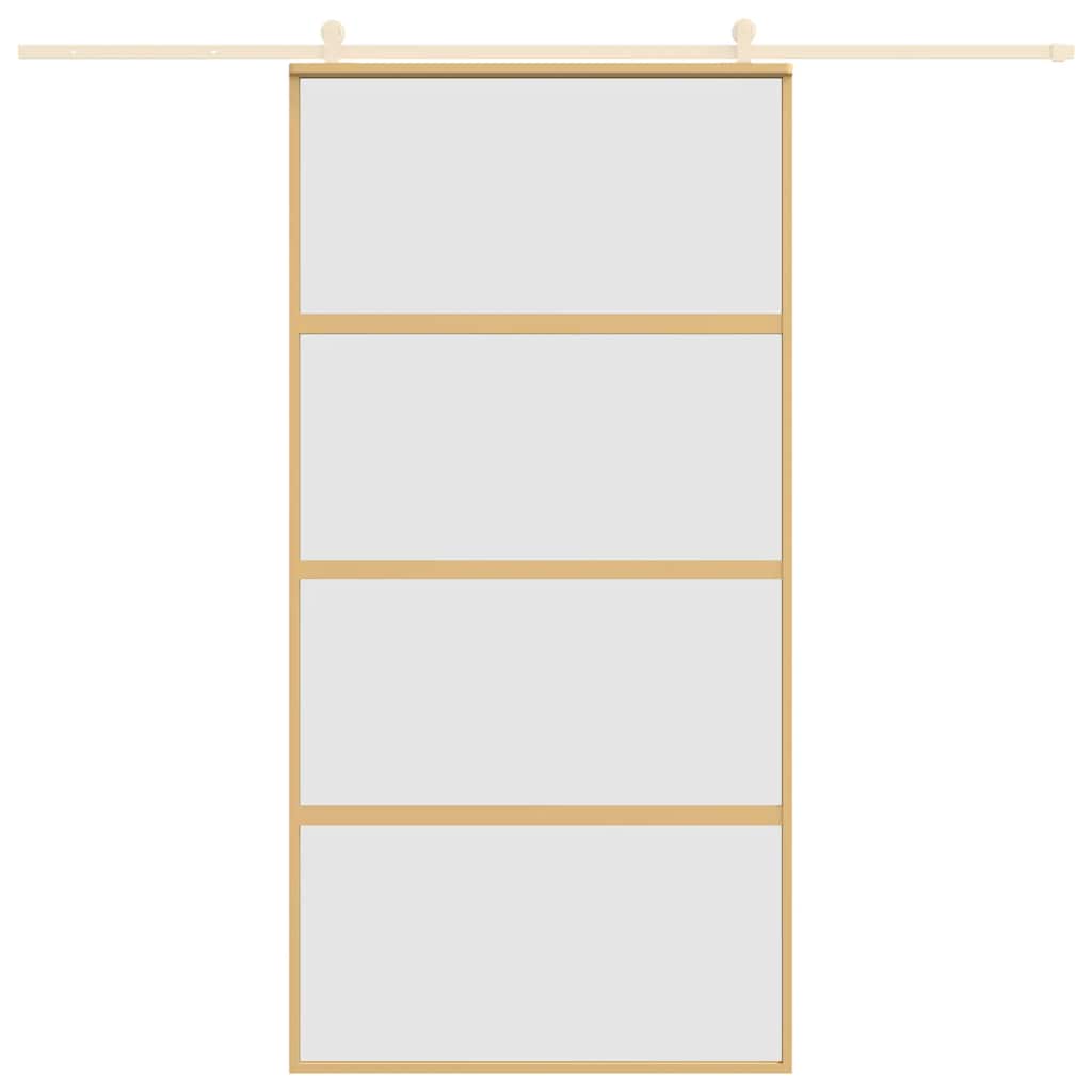 Porta Scorrevole Oro 102,5x205 cm Vetro Smerigliato ESG Alluminio