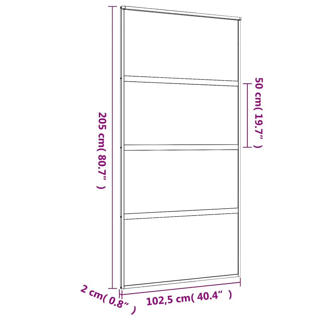 Porta Scorrevole Oro 102,5x205 cm Vetro Smerigliato ESG Alluminio