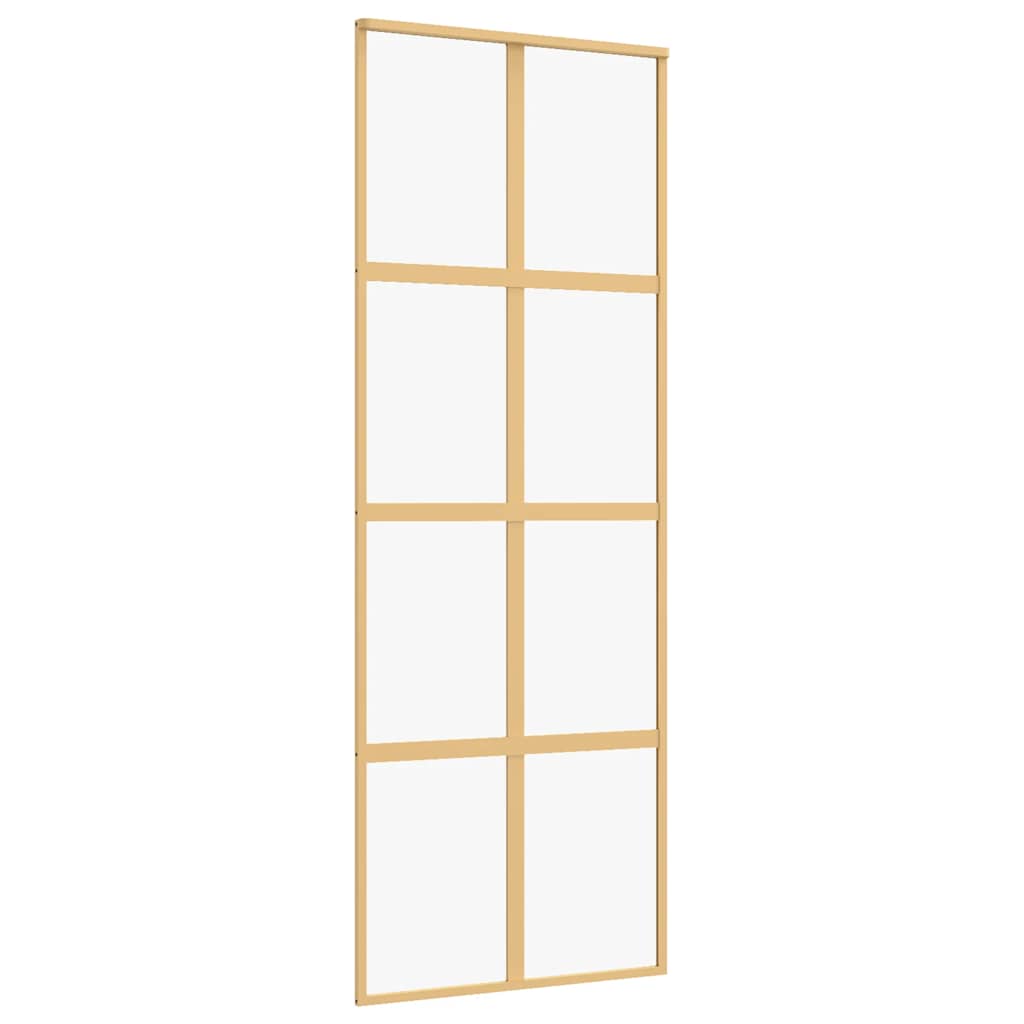 Porta Scorrevole Dorata 76x205 cm Vetro Trasparente ESG Alluminio