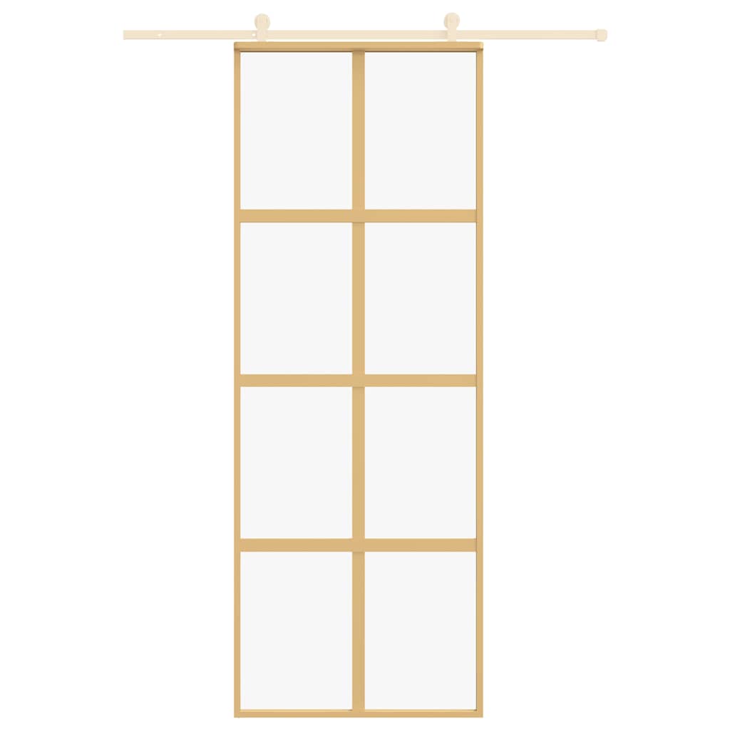 Porta Scorrevole Dorata 76x205 cm Vetro Trasparente ESG Alluminio