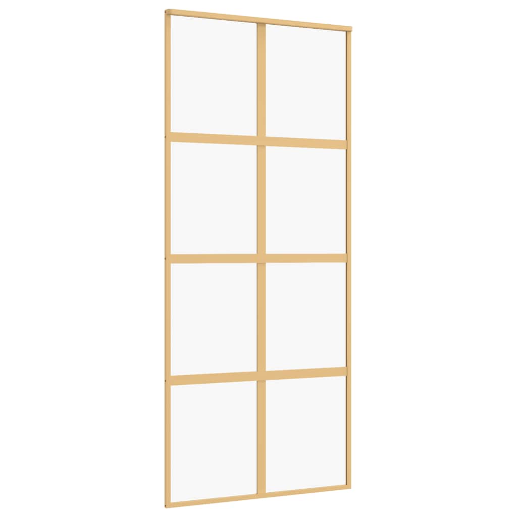 Porta Scorrevole Dorata 90x205 cm Vetro Trasparente ESG Alluminio