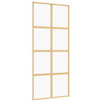 Porta Scorrevole Dorata 90x205 cm Vetro Trasparente ESG Alluminio
