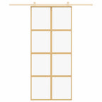 Porta Scorrevole Dorata 90x205 cm Vetro Trasparente ESG Alluminio