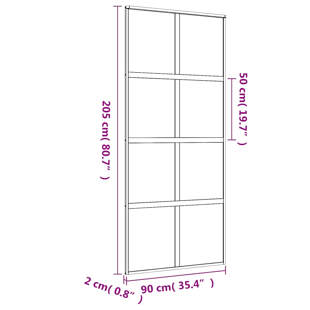 Porta Scorrevole Dorata 90x205 cm Vetro Trasparente ESG Alluminio
