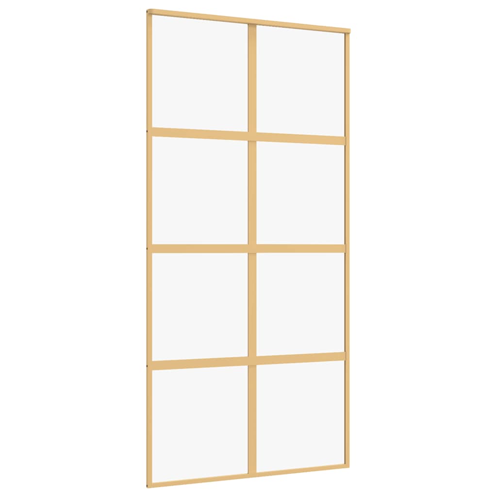 Porta Scorrevole Oro 102,5x205 cm Vetro Trasparente ESG Alluminio