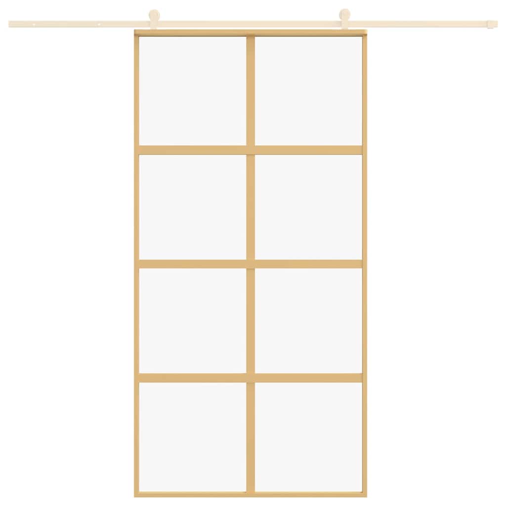Porta Scorrevole Oro 102,5x205 cm Vetro Trasparente ESG Alluminio