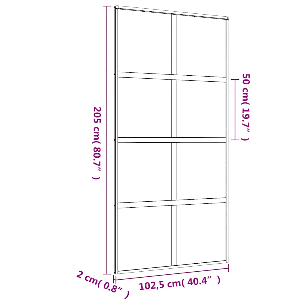 Porta Scorrevole Oro 102,5x205 cm Vetro Trasparente ESG Alluminio