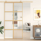 Porta Scorrevole Oro 102,5x205 cm Vetro Trasparente ESG Alluminio