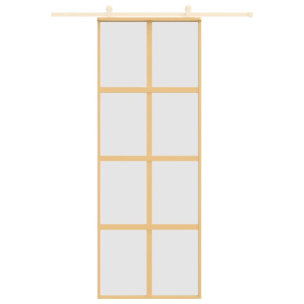 Porta Scorrevole Dorata 76x205 cm Vetro Smerigliato ESG Alluminio