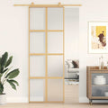 Porta Scorrevole Dorata 76x205 cm Vetro Smerigliato ESG Alluminio