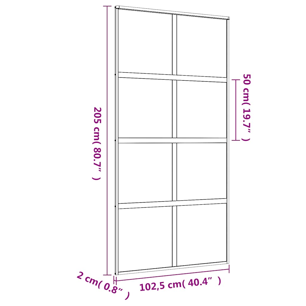 Porta Scorrevole Oro 102,5x205 cm Vetro Smerigliato ESG Alluminio