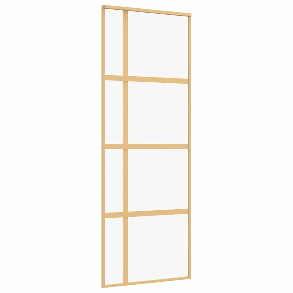 Porta Scorrevole Dorata 76x205 cm Vetro Trasparente ESG Alluminio